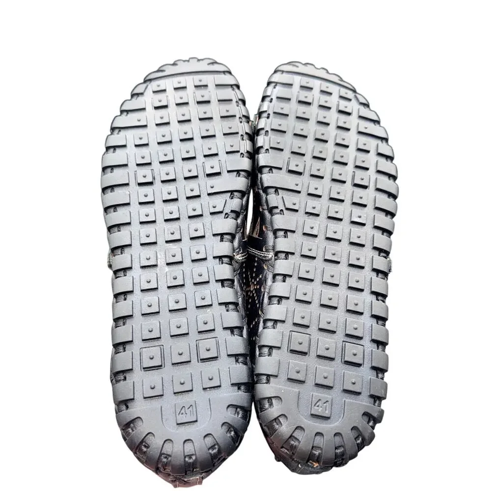 Spring Step Fusaro Black Leather Cutout Slip On Flats EU 41 US 10